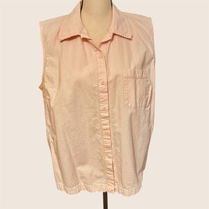 Jones NY Vintage Pink Cotton Sleeveless Blouse 18W Plus Summer Top and Shorts